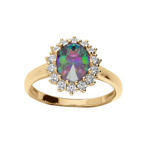 BAGUE VERMEIL OXYDE MYSTIQUE ARC EN CIEL ET CONTOUR OXYDES BLANCS