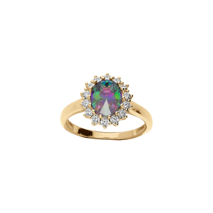 BAGUE VERMEIL OXYDE MYSTIQUE ARC EN CIEL ET CONTOUR OXYDES BLANCS