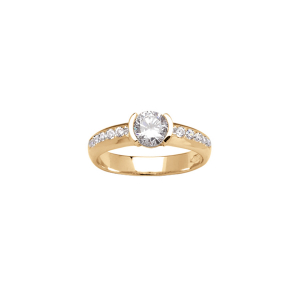 BAGUE VERMEIL PIERRES BLANCHES SYNTHETIQUE CENTRALE + RAIL