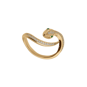 BAGUE VERMEIL SERPENT OXYDES BLANCS SERTIS