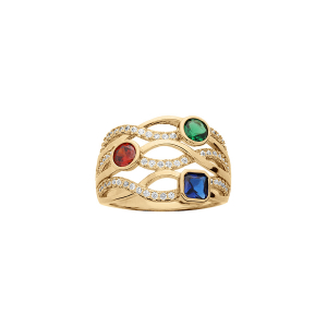 BAGUE VERMEIL CROISÉE 3 OXYDES COULEURS