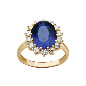 BAGUE VERMEIL ROYALE  OXYDE BLEU (17 MM X 14 MM)