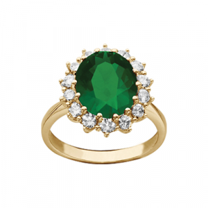 BAGUE VERMEIL ROYALE  OXYDE VERT (17 MM X 14 MM)