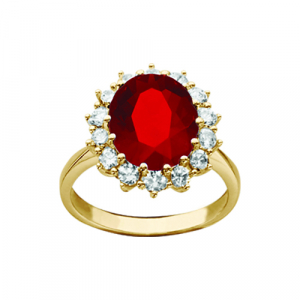 BAGUE VERMEIL ROYALE  PIERRE SYNTHETIQUE ROUGE