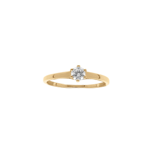 BAGUE VERMEIL SOLITAIRE ROND OXYDE BLANC SERTI 4MM