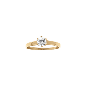 BAGUE VERMEIL SOLITAIRE ROND OXYDE BLANC SERTI 5MM
