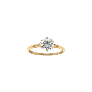 BAGUE VERMEIL SOLITAIRE ROND OXYDE BLANC SERTI 7MM