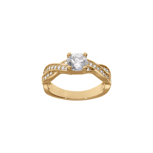 BAGUE VERMEIL TRESSE SOLITAIRE OXYDES BLANCS