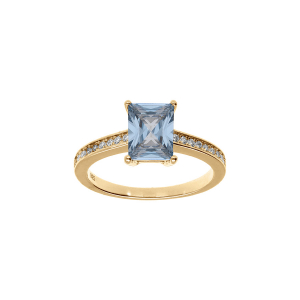 BAGUE VERMEIL RECTANGLE OXYDE BLEU ET BLANC