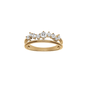 BAGUE VERMEIL 2 RANGS OXYDES BLANCS SERTIS