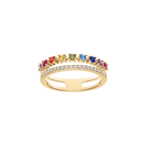 BAGUE VERMEIL DOUBLE OXYDES MULTI COULEURS