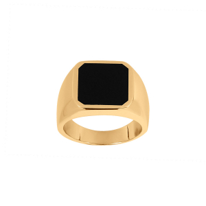 CHEVALIERE VERMEIL CHEVALIERE CARRÉ PLATEAU ONYX 12x12 mm