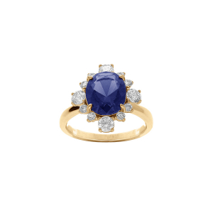 BAGUE VERMEIL OXYDE CENTRALE BLEU FONCÉ CONTOUR OXYDES BLANCS SERTIS