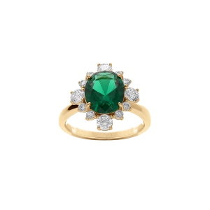 BAGUE VERMEIL OXYDE CENTRALE VERT CONTOUR OXYDES BLANCS SERTIS