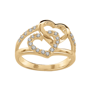 BAGUE ARGENT DOUBLE COEUR OXYDES BLANCS