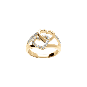 BAGUE ARGENT DOUBLE COEUR OXYDES BLANCS