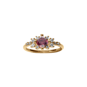 BAGUE VERMEIL OXYDE SERTI FORME CARRÉ ROSE ET ENTOURAGE BLANCS