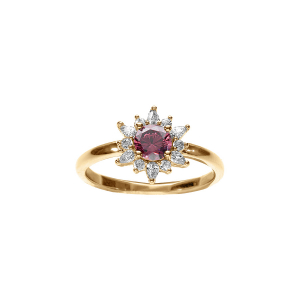 BAGUE VERMEIL FLEUR OXYDE ROSE ET CONTOUR OXYDES BLANCS
