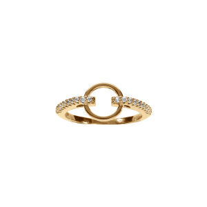 BAGUE VERMEIL CERCLE LISSE EVIDÉ OXYDES BLANCS SERTIS