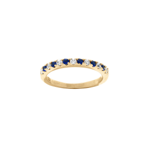 BAGUE VERMEIL DEMI ALLIANCE OXYDES BLEUS ET BLANCS SERTIS