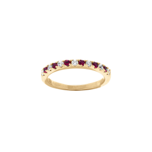 BAGUE VERMEIL DEMI ALLIANCE OXYDES ROUGES ET BLANCS SERTIS