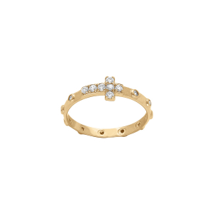 BAGUE VERMEIL SEMAINIER CROIX OXYDES BLANCS SERTIS