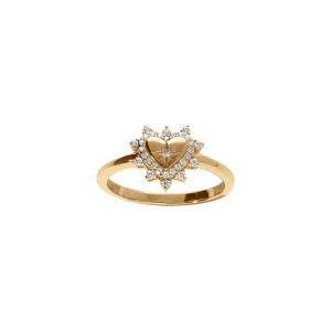 BAGUE VERMEIL COEUR AVEC ETOILE DU NORD CONTOUR OXYDES BLANCS SERTIS