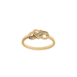 BAGUE VERMEIL INFINI ET COEUR OXYDES BLANCS SERTIS