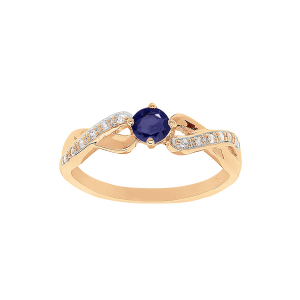 BAGUE VERMEIL SAPHIR VERITABLE ET TOPAZES BLANCHES