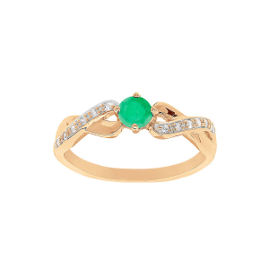 BAGUE VERMEIL EMERAUDE VERITABLE ET TOPAZES BLANCHES