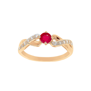 BAGUE VERMEIL RUBIS VERITABLE ET TOPAZES BLANCHES