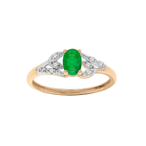 BAGUE VERMEIL EMERAUDE VÉRITABLE ET TOPAZES BLANCHES