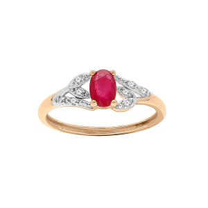 BAGUE VERMEIL RUBIS VÉRITABLE ET TOPAZES BLANCHES