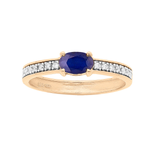 BAGUE VERMEIL SAPHIR VÉRITABLE ET TOPAZES BLANCHES