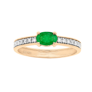 BAGUE VERMEIL EMERAUDE VÉRITABLE ET TOPAZES BLANCHES