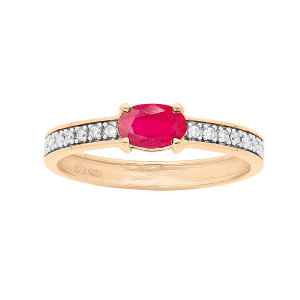 BAGUE VERMEIL RUBIS VÉRITABLE ET TOPAZES BLANCHES