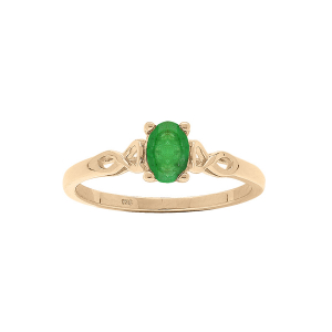 BAGUE VERMEIL MOTIF INFINI EMERAUDE VÉRITABLE ET TOPAZES BLANCHES