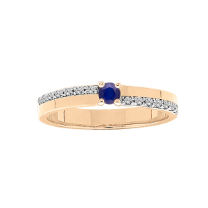 BAGUE VERMEIL SAPHIR VÉRITABLE ET TOPAZES BLANCHES SERTIES
