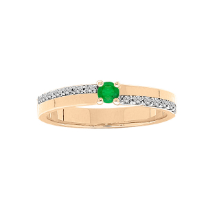BAGUE VERMEIL EMERAUDE VÉRITABLE ET TOPAZES BLANCHES SERTIES
