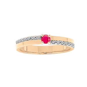 BAGUE VERMEIL RUBIS VÉRITABLE ET TOPAZES BLANCHES SERTIES