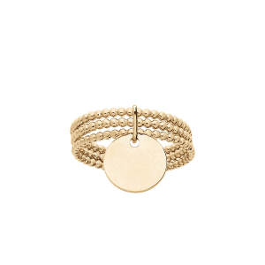 BAGUE VERMEIL TRIPLE ANNEAUX BOULES AVEC PASTILLE