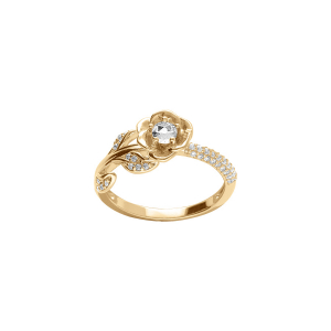 BAGUE VERMEIL FLEUR 8.2MM OXYDES BLANCS SERTIS