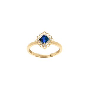 BAGUE VERMEIL CARRÉ OXYDE BEU SERTI CONTOUR OXYDES BLANCS SERTIS ET DENTELÉ