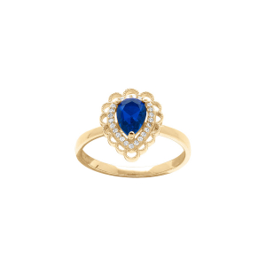 BAGUE VERMEIL GOUTTE OXYDE BLEU SERTI CONTOUR OXYDES BLANCS ET DENTELLÉ