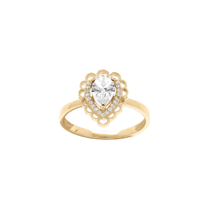 BAGUE VERMEIL GOUTTE OXYDES BLANCS SERTIS AVEC CONTOUR DENTELLÉ
