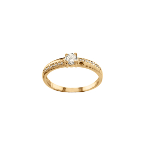 BAGUE VERMEIL STYLE SOLITAIRE RAIL OXYDES BLANCS ET 1 OXYDE BLANC SERTI