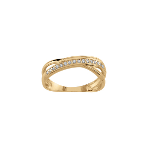 BAGUE VERMEIL CROISEE PIERRES BLANCHES