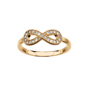 BAGUE VERMEIL FORME HUIT (INFINI) PIERRES SYNTHETIQUE BLANCHES