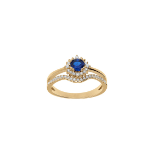 BAGUE VERMEIL DOUBLE OXYDE BLEU ET BLANCS