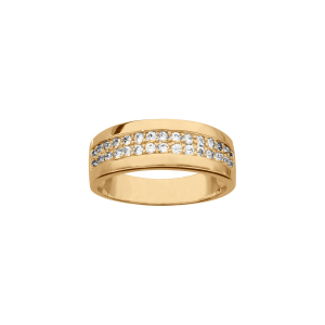 BAGUE VERMEIL DOUBLE RANGEE OXYDES BLANCS SERTIS